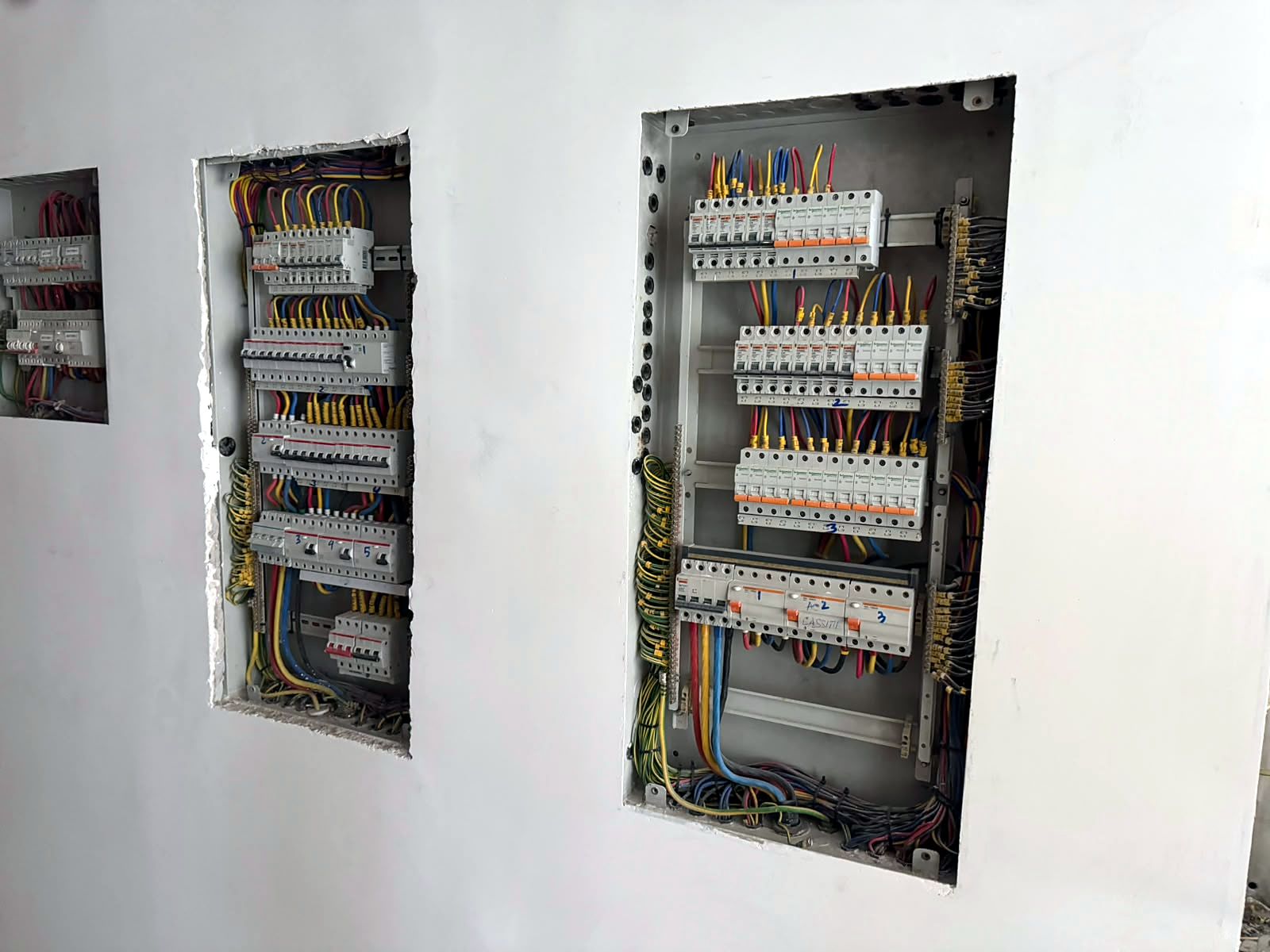 Electrical distribution boards wired by Mizan's team on a Dubai job